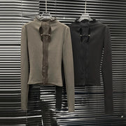 Cutout-Front Long-Sleeve Top