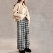 Plaid Relaxed Wide-Leg Pants
