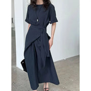 Tie-Waist Short-Sleeve Dress