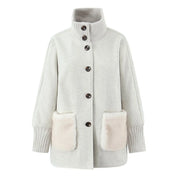 Ribbed-Trim Button-Front Jacket
