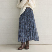Printed Pleated Long Skirt