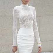 Sheer Lace High-Neck Top