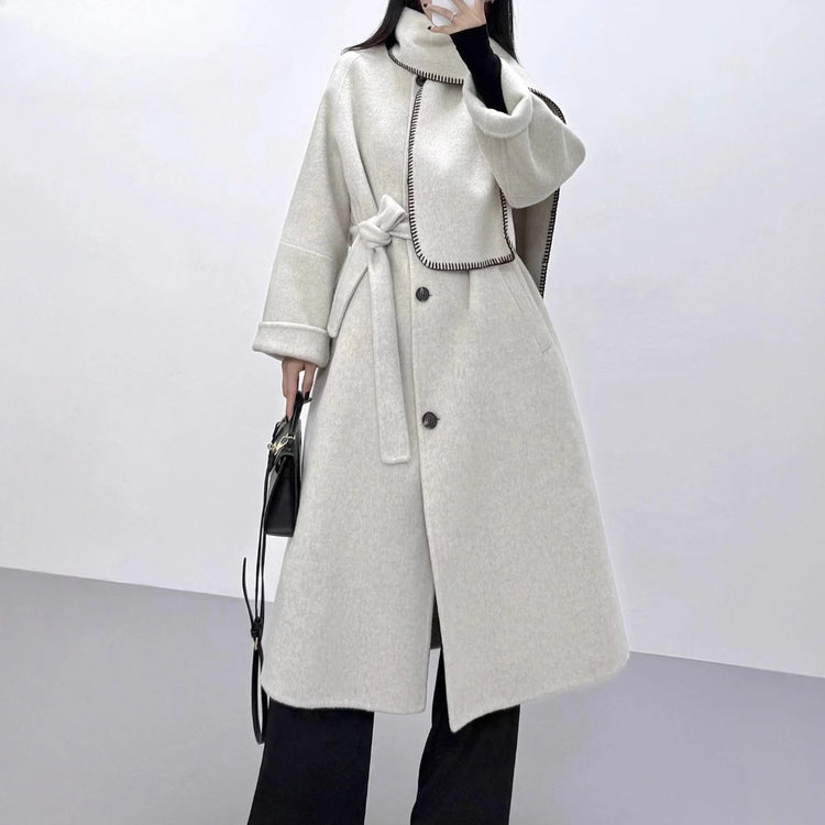 Tie-Waist Longline Button Coat