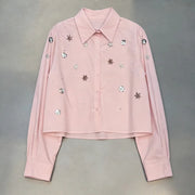 Star-Embellished Cropped Shirt