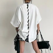 Lace-Up Back Relaxed Shirt
