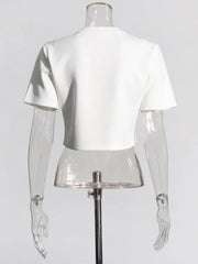 Embellished-Bow Cropped Tee