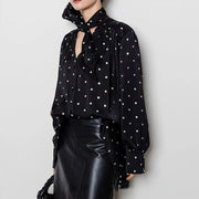 Polka-Dot V-Neck Blouse