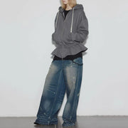 Distressed Wide-Leg Jeans