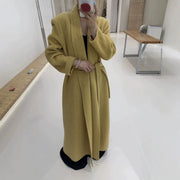 Shawl-Collar Tie-Waist Long Coat