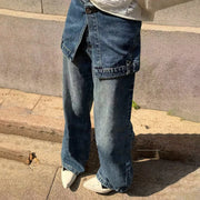 Overlay-Panel Wide-Leg Jeans