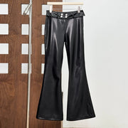 Glossy Flared-Leg Pants