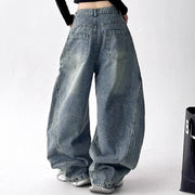Leopard-Panel Barrel-Leg Jeans