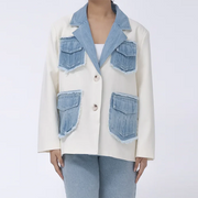 Contrast-Pocket Notched-Lapel Blazer