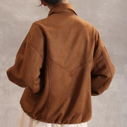 Collared Brown Zip-Up Jacket