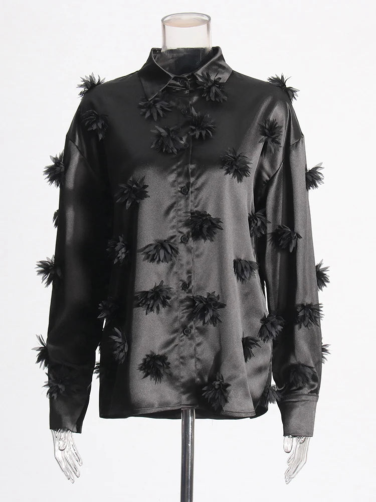 Floral Applique Button-Up Shirt