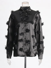 Floral Applique Button-Up Shirt