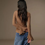 Textured Ruched Long-Sleeve Top