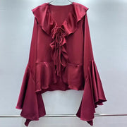 Ruffled Flared-Sleeve Blouse