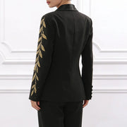 Leaf-Motif Shawl-Collar Blazer