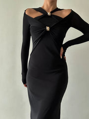 Twisted Cutout Long-Sleeve Dress