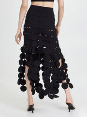 Disc-Trim Cutout Long Skirt