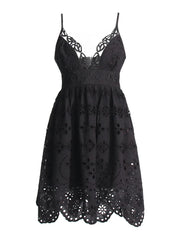 Eyelet V-Neck Mini Dress