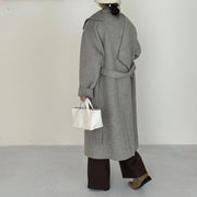 Oversized-Collar Tie-Waist Coat