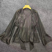 V-Neck Flared-Cuff Blouse