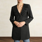 Gathered-Neck Longline Jacket