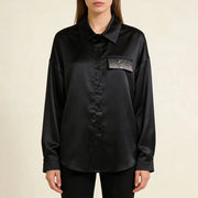 Glossy Patch-Pocket Button Shirt