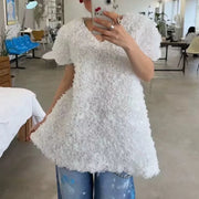 Textured Short-Sleeve Mini Dress
