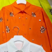 Embellished Glossy Cropped Shirt