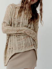 Openwork Long-Sleeve Sweater
