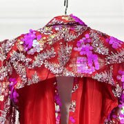 Sequin Long-Sleeve Blazer Dress