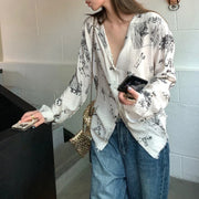 Illustrated-Print Relaxed White Shirt