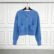 Textured Round-Neck Cardigan