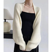 Balloon-Sleeve Cropped Cardigan
