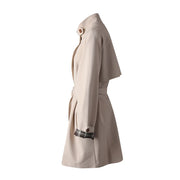 Stand-Collar Tie-Waist Trench Coat