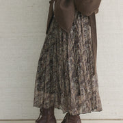 Printed Pleated Long Skirt