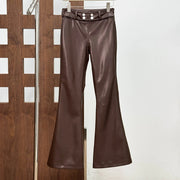 Glossy Flared-Leg Pants