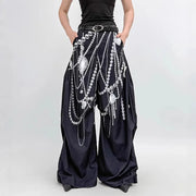 Chain-Print Wide-Leg Pants