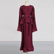 Pleated Peplum Top and Skirt Set