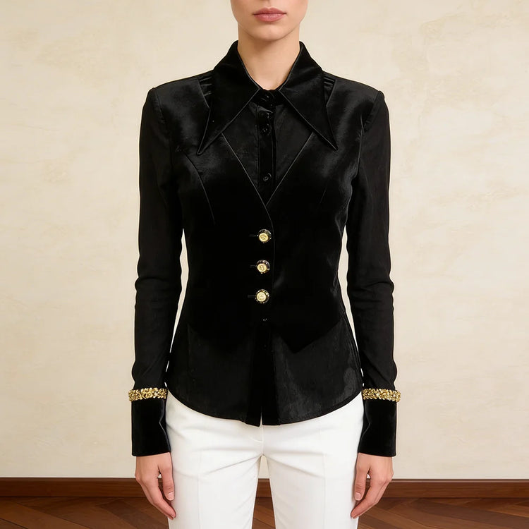 Pointed-Collar Fitted Shirt