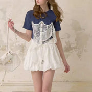 Lace-Overlay Short-Sleeve Tee