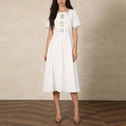 Bow-Detail Short-Sleeve Dress