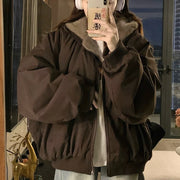 Oversized Hooded Zip-Up Jacket