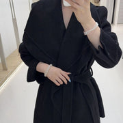 Wide-Lapel Tie-Waist Coat