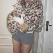 Leopard-Print Cropped Jacket