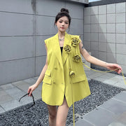 Rosette Double-Breasted Vest