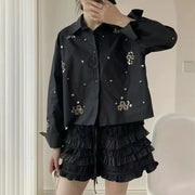 Embellished Glossy Cropped Shirt